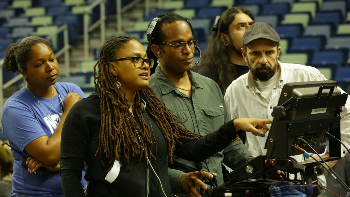 Ava DuVernay directing at tap on set