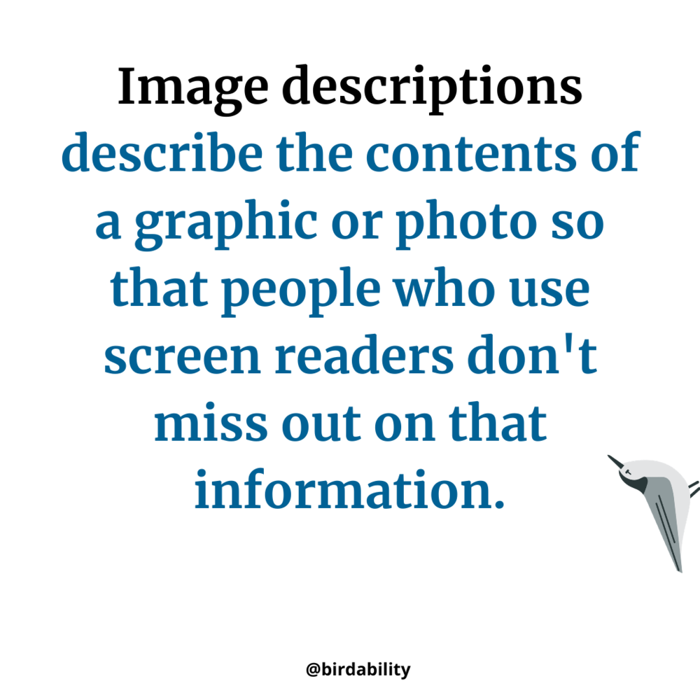 Graphic explaining the purpose of image description