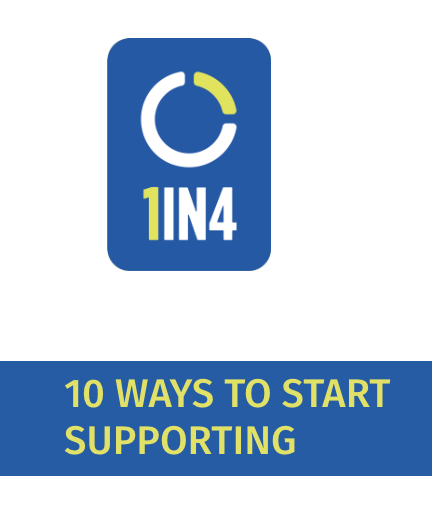 1In4 Logo with the text 10 Ways to Start Supporting below